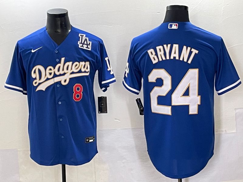 Men 2025 Los Angeles Dodgers #24 Bryant Blue gold Nike MLB Jersey style 7077